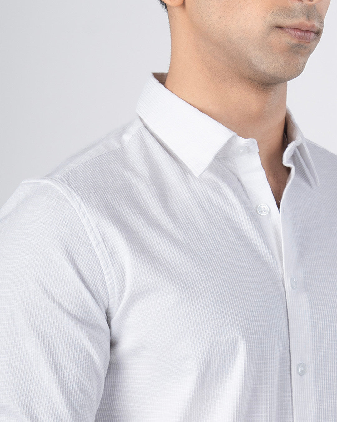 Easy Iron Textured Shirt In White