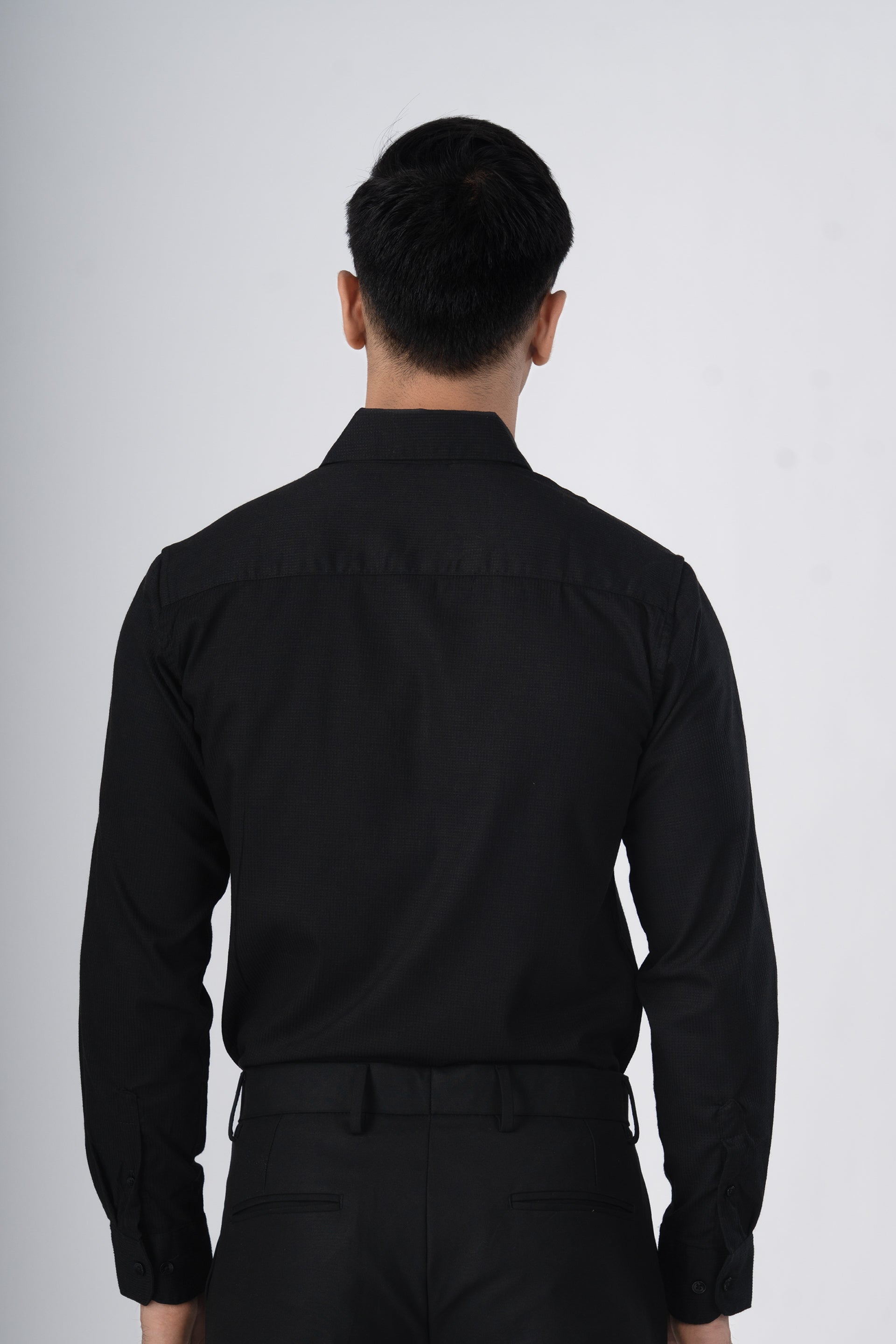 Easy Iron Textured Shirt In Black