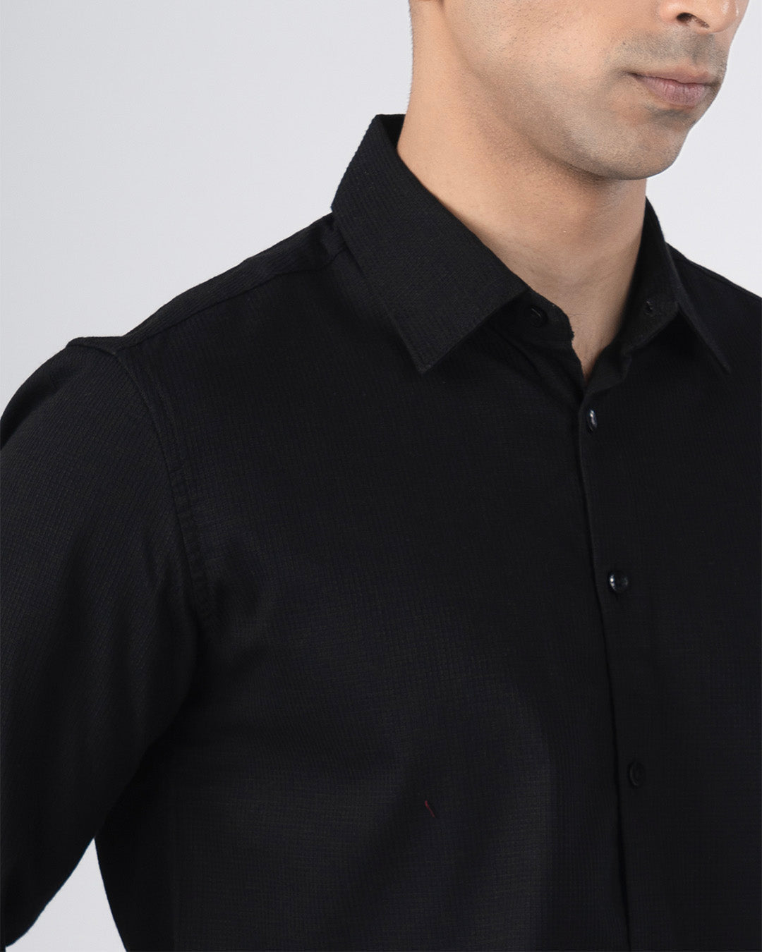 Easy Iron Textured Shirt In Black