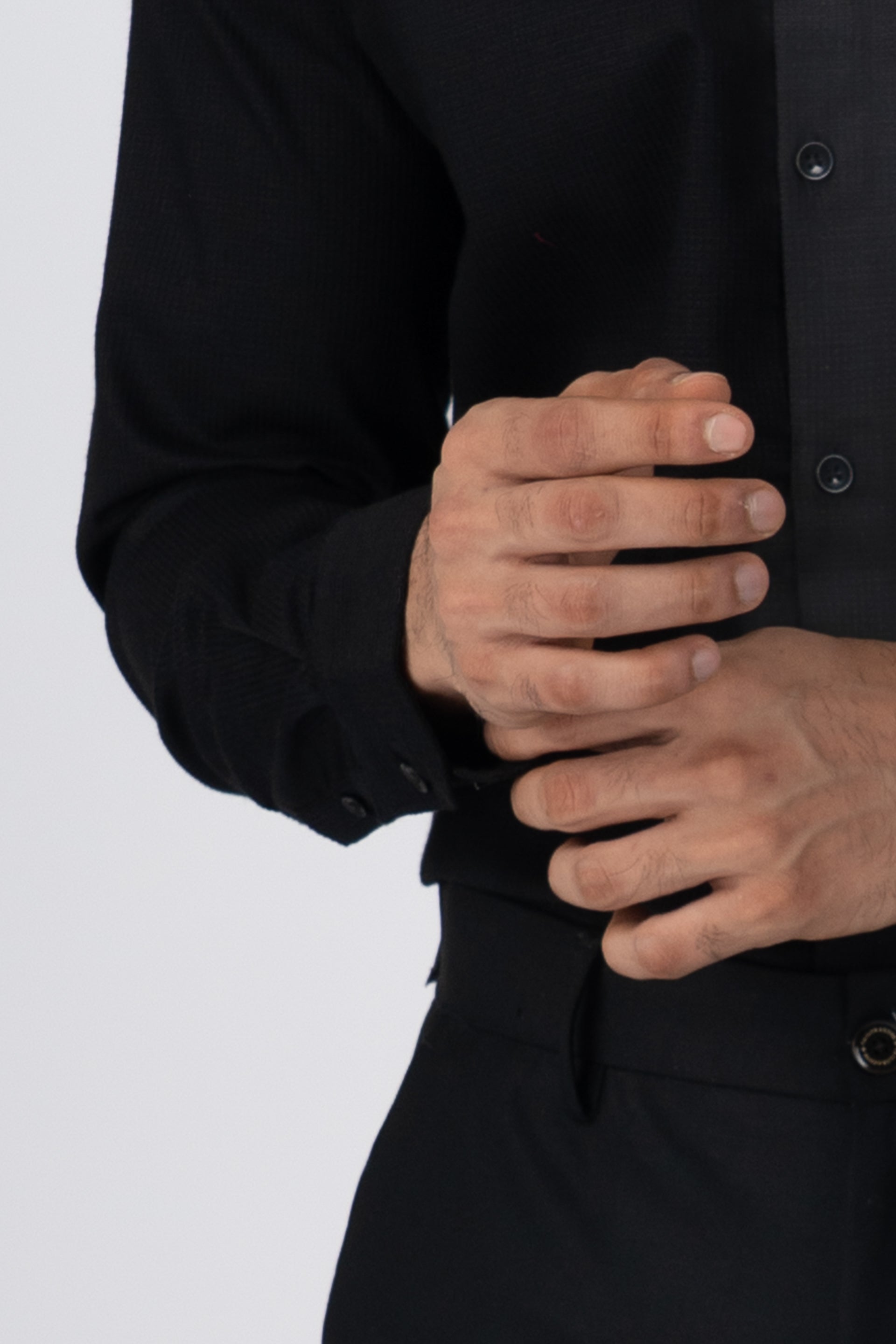 Easy Iron Textured Shirt In Black