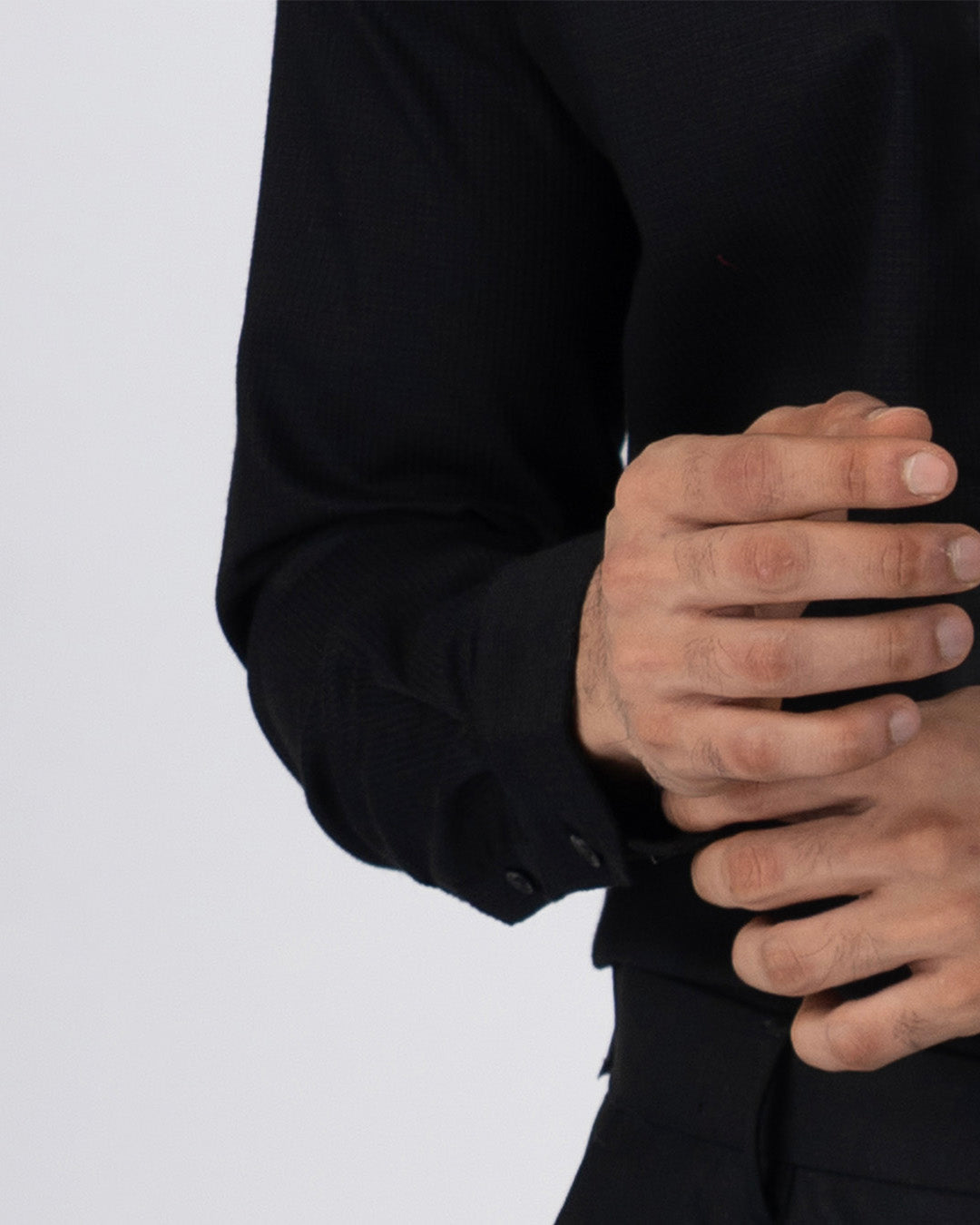 Easy Iron Textured Shirt In Black