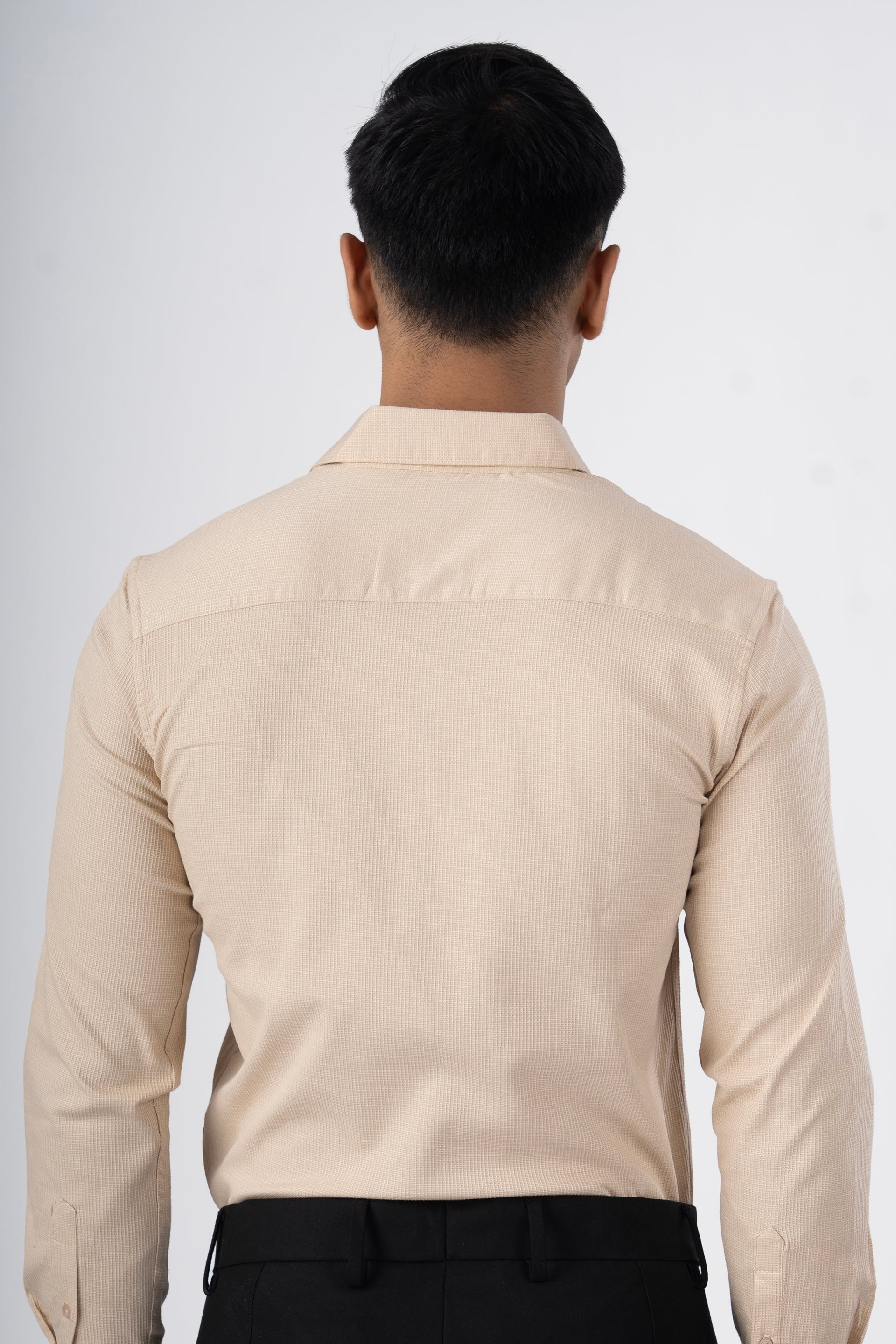 Easy Iron Textured Shirt In Beige