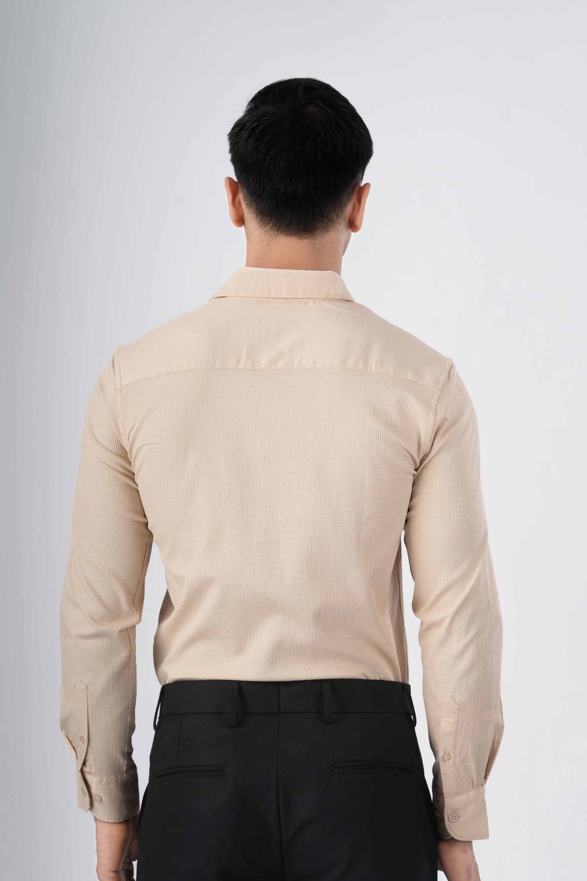 Easy Iron Textured Shirt In Beige