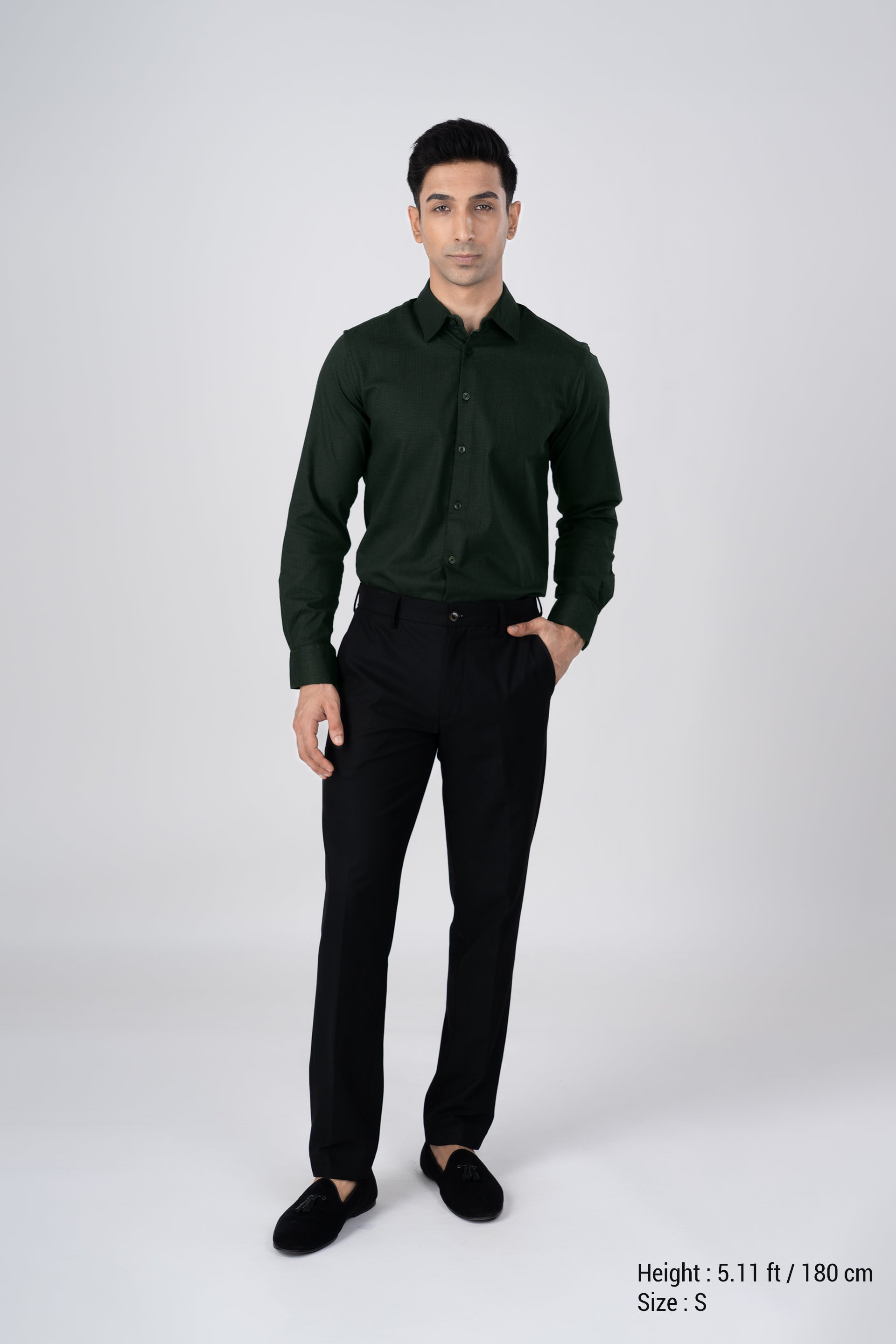 Easy Iron Textured Shirt In Olive