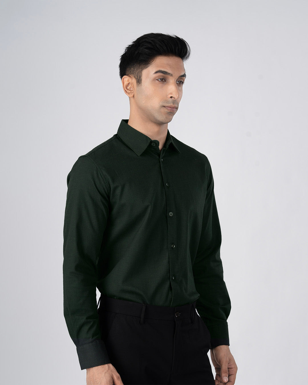 Easy Iron Textured Shirt In Olive