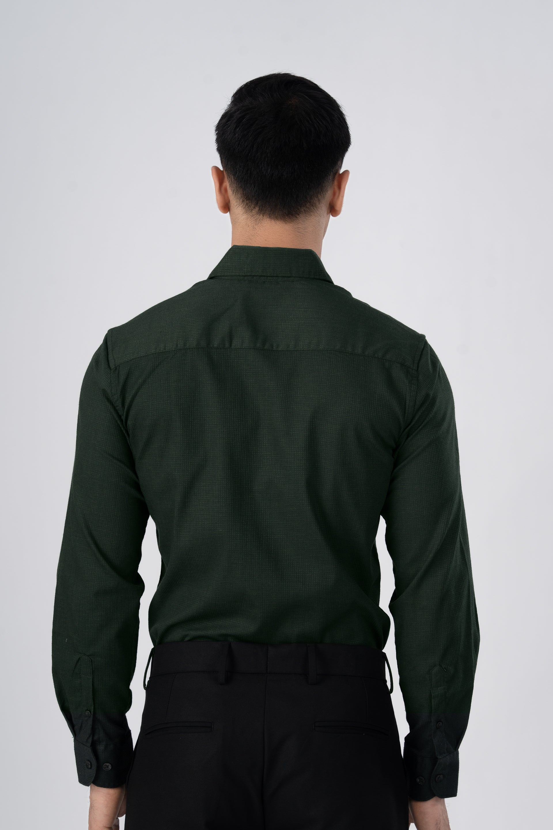 Easy Iron Textured Shirt In Olive