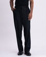 Easy Iron Flexi Pinstriped Relaxed Pants In Black
