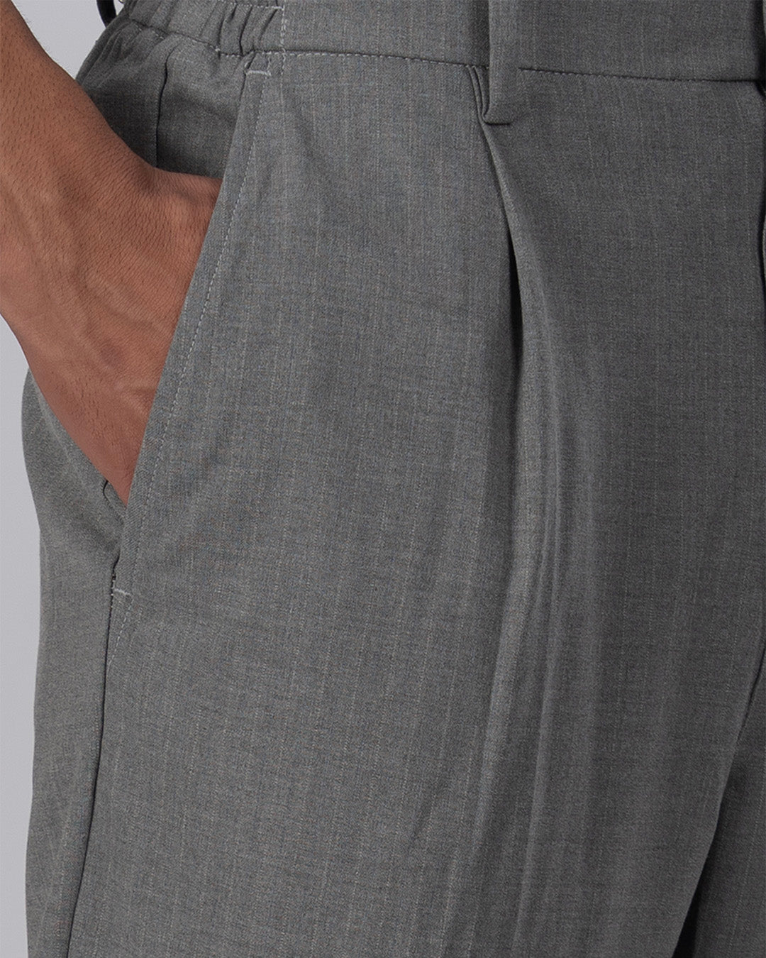 Soft Iron Flexi Pinstriped Relaxed Pants In Grey