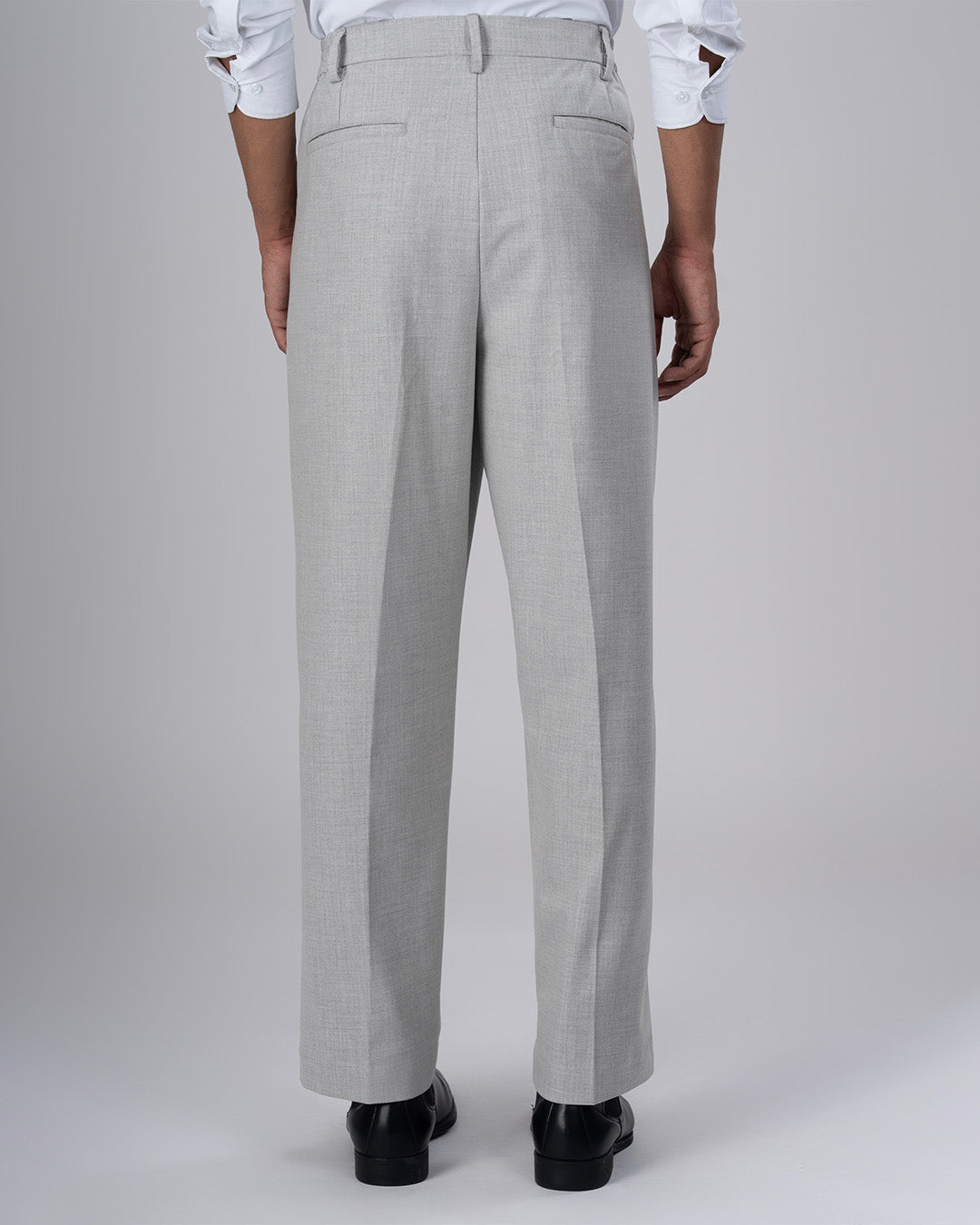 Soft Iron Flexi Pinstriped Relaxed Pants In Light Grey