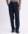Easy Iron Flexi Pinstriped Relaxed Pants In Navy