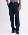Soft Iron Flexi Pinstriped Relaxed Pants In Navy
