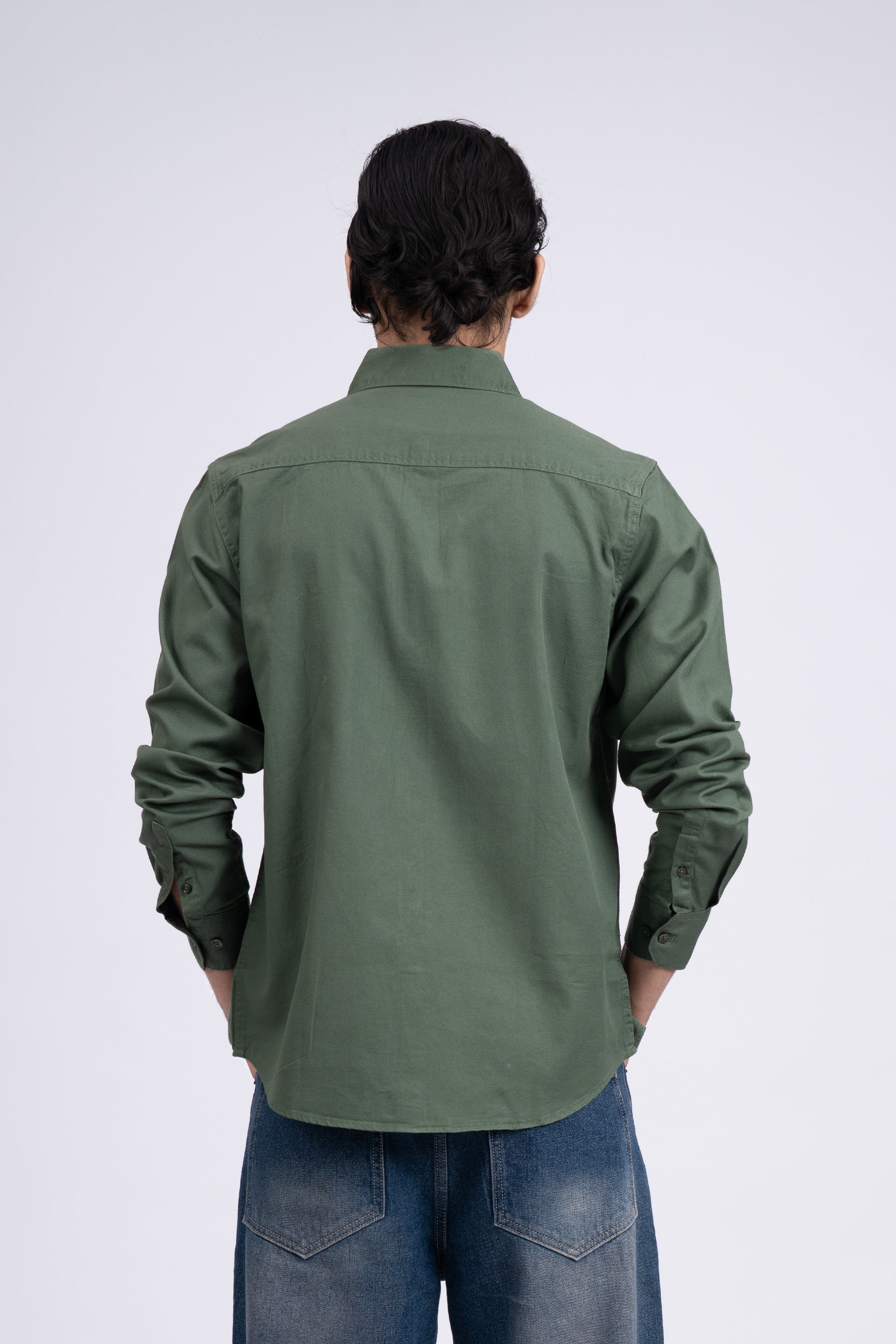 Classic Cotton Cargo Shirt In Green