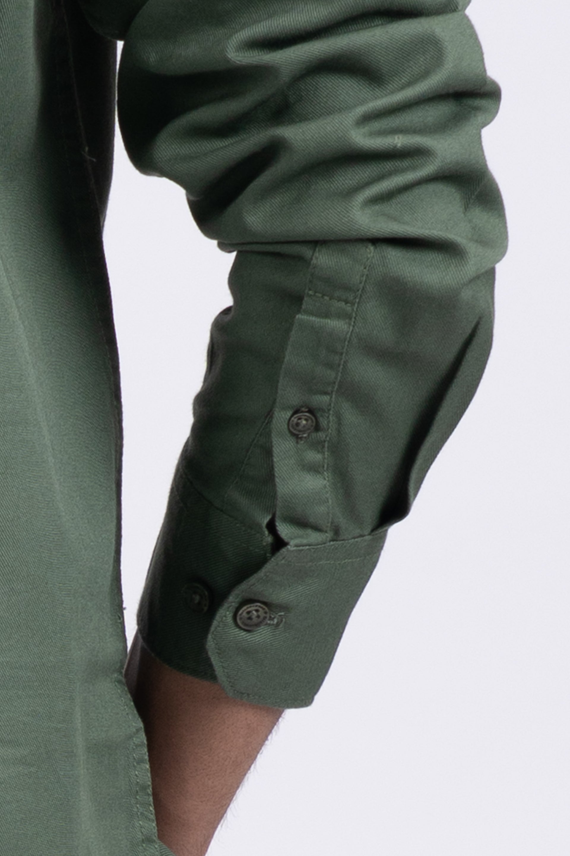 Classic Cotton Cargo Shirt In Green