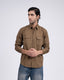 Classic Cotton Cargo Shirt In Khaki