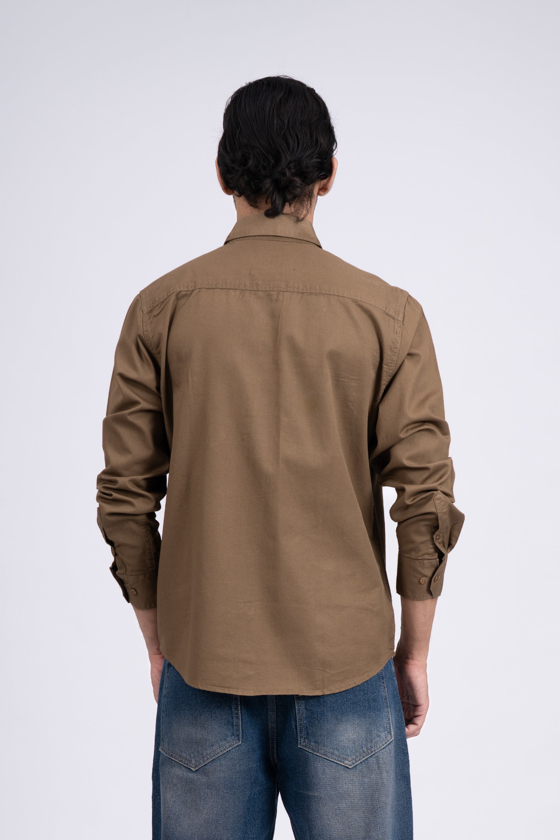 Classic Cotton Cargo Shirt In Khaki