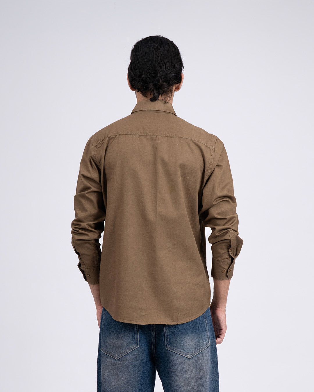Classic Cotton Cargo Shirt In Khaki