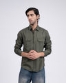 Classic Cotton Cargo Shirt In Olive