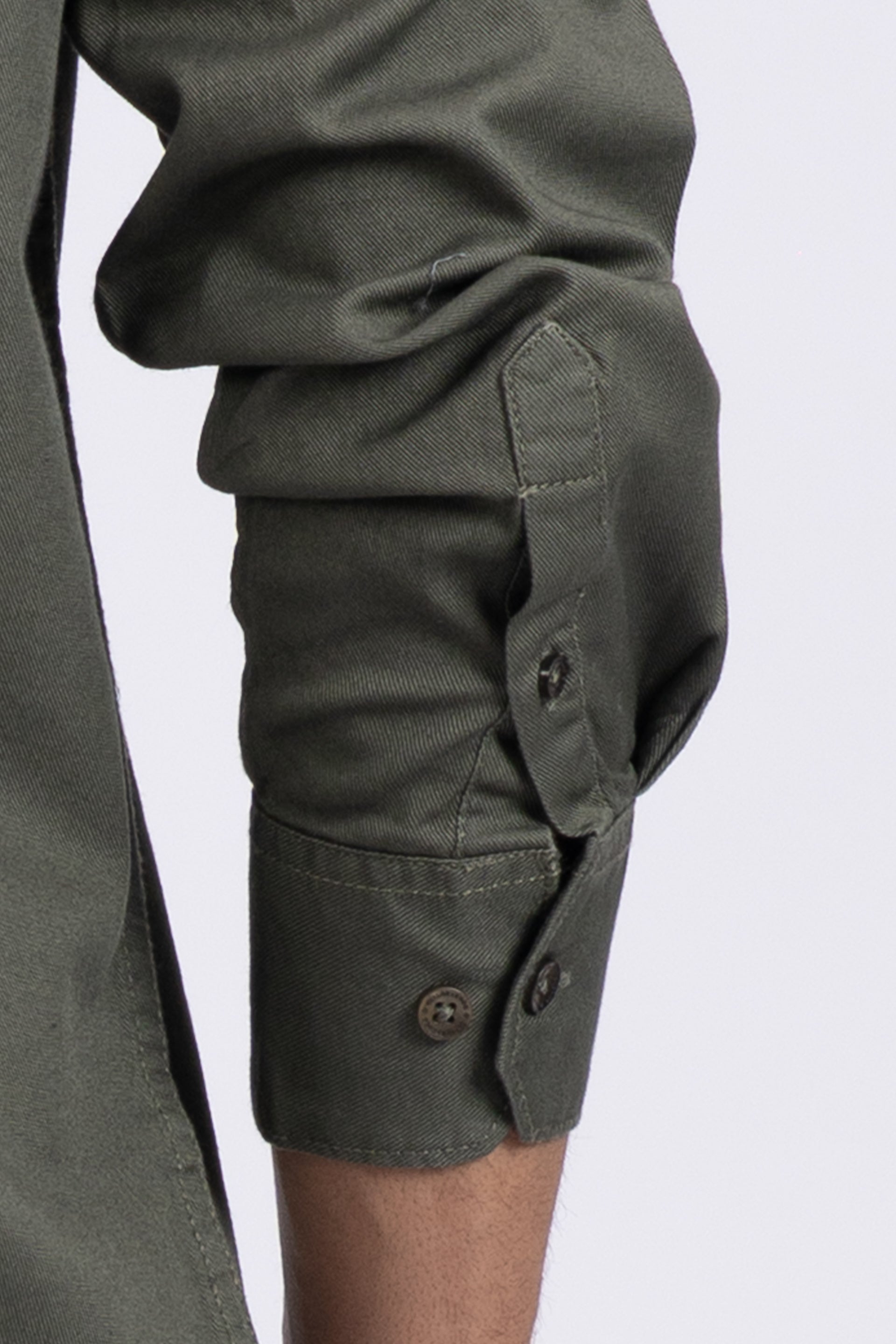 Classic Cotton Cargo Shirt In Olive