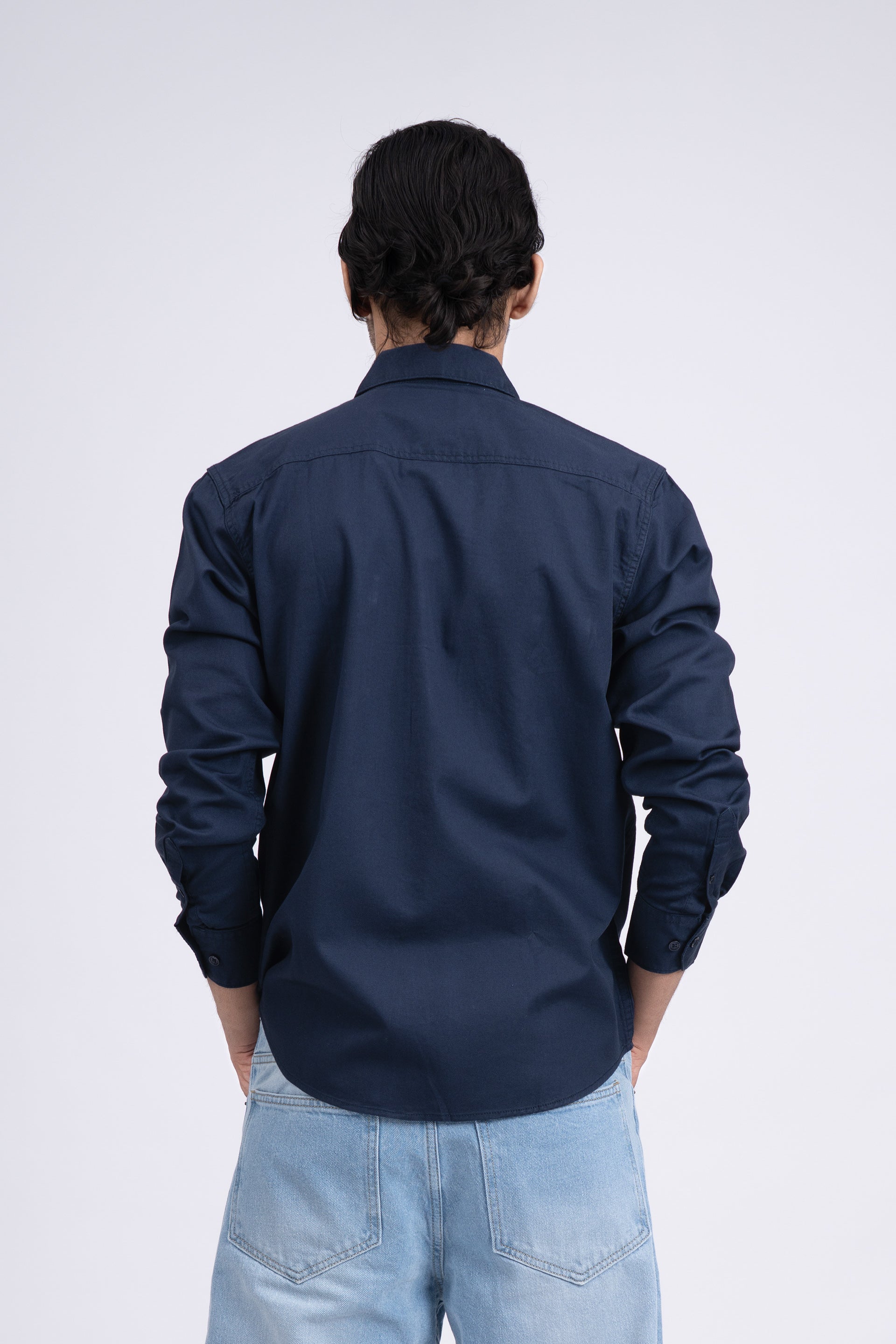 Classic Cotton Cargo Shirt In Navy