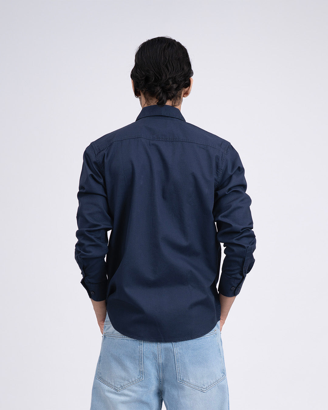 Classic Cotton Cargo Shirt In Navy
