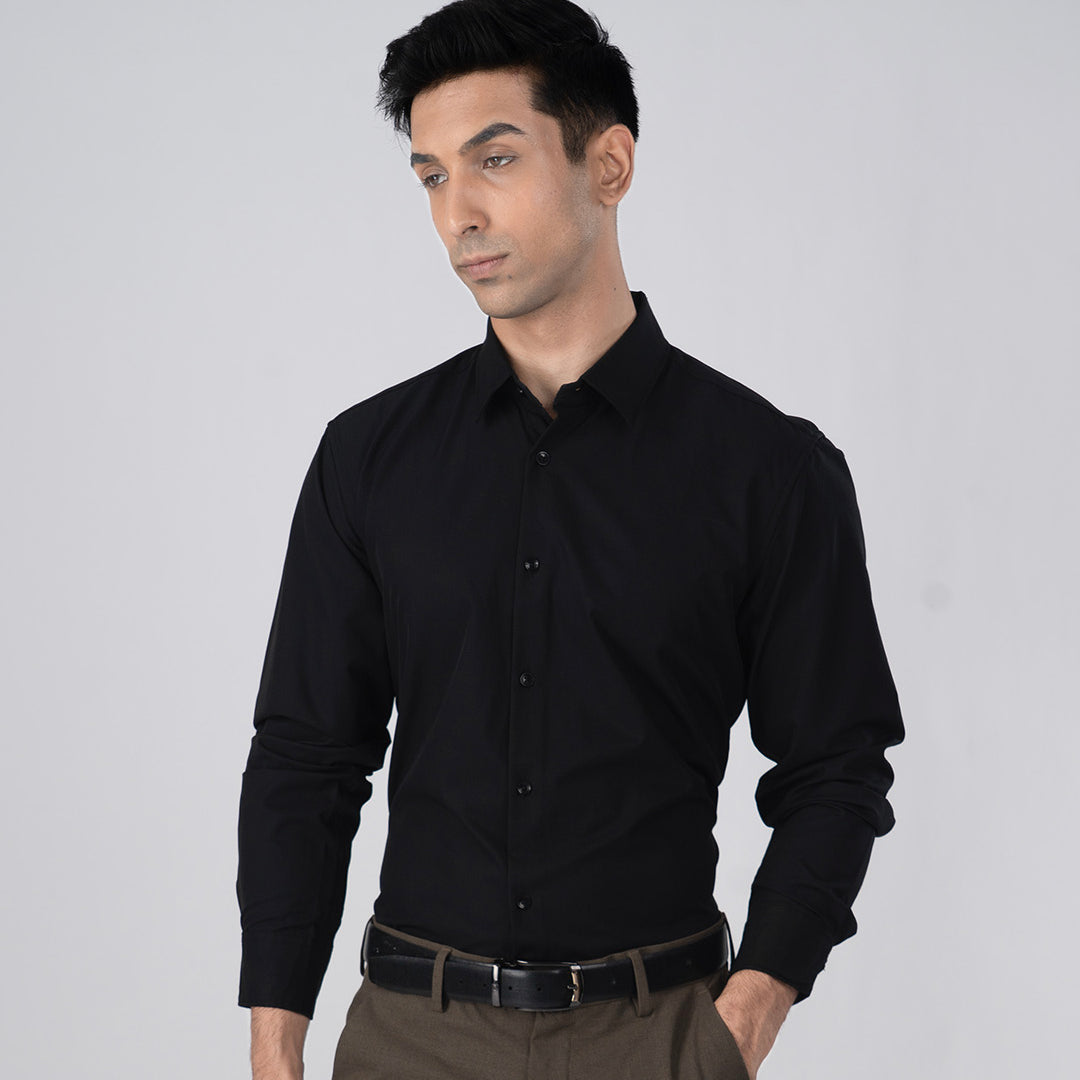 Featherlite Wrinkle Resistant Shirt In Black