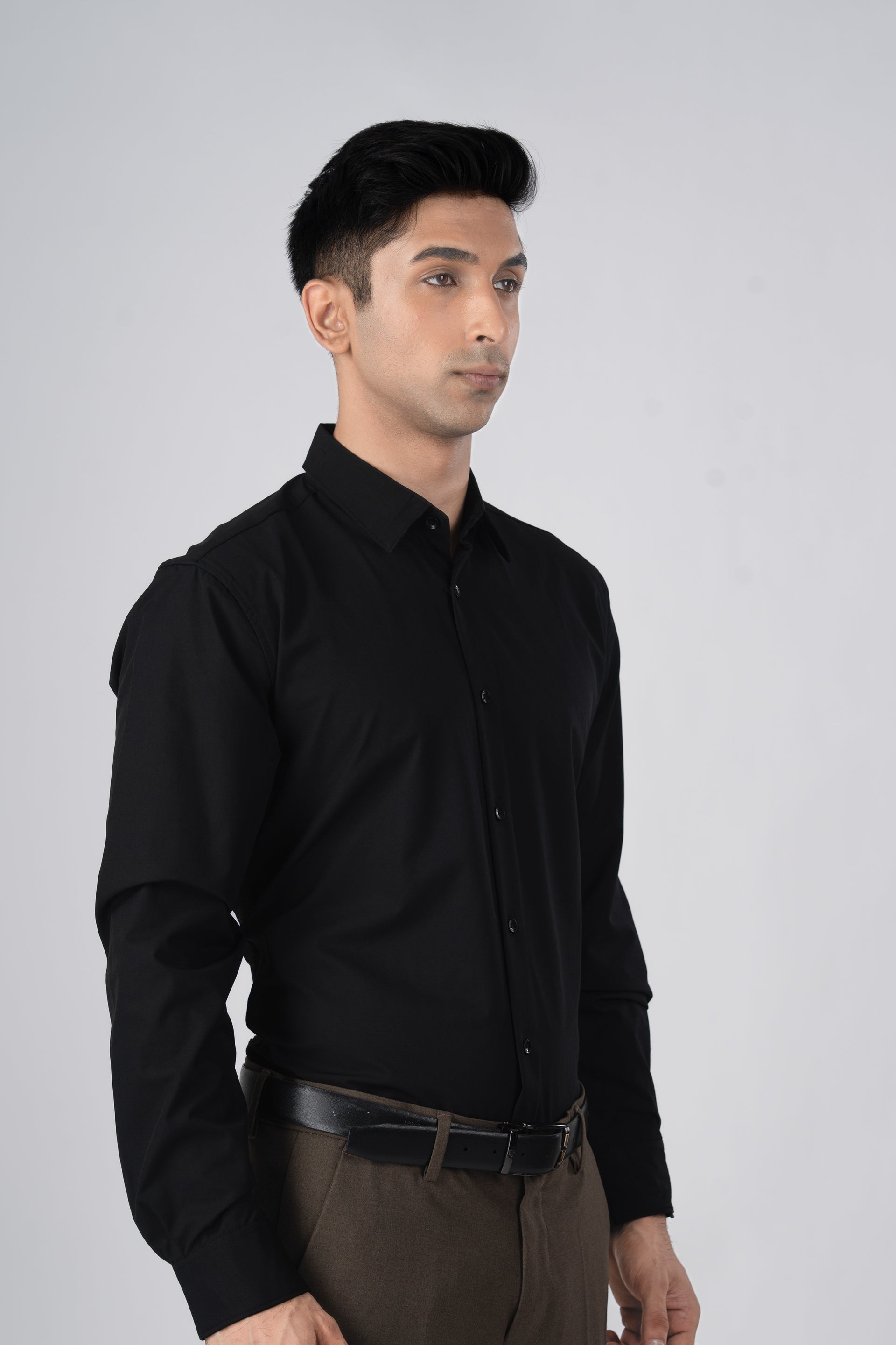 Featherlite Wrinkle Resistant Shirt In Black