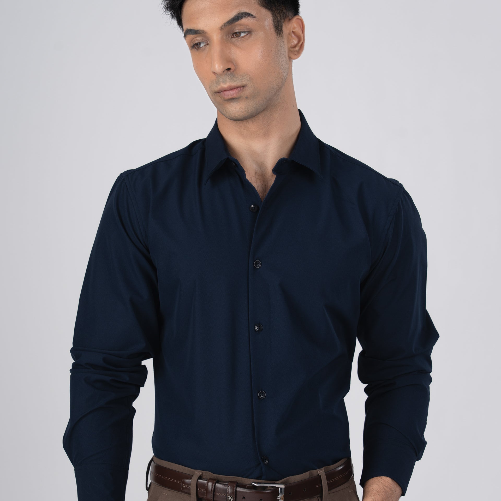 Featherlite Wrinkle Resistant Shirt In Navy
