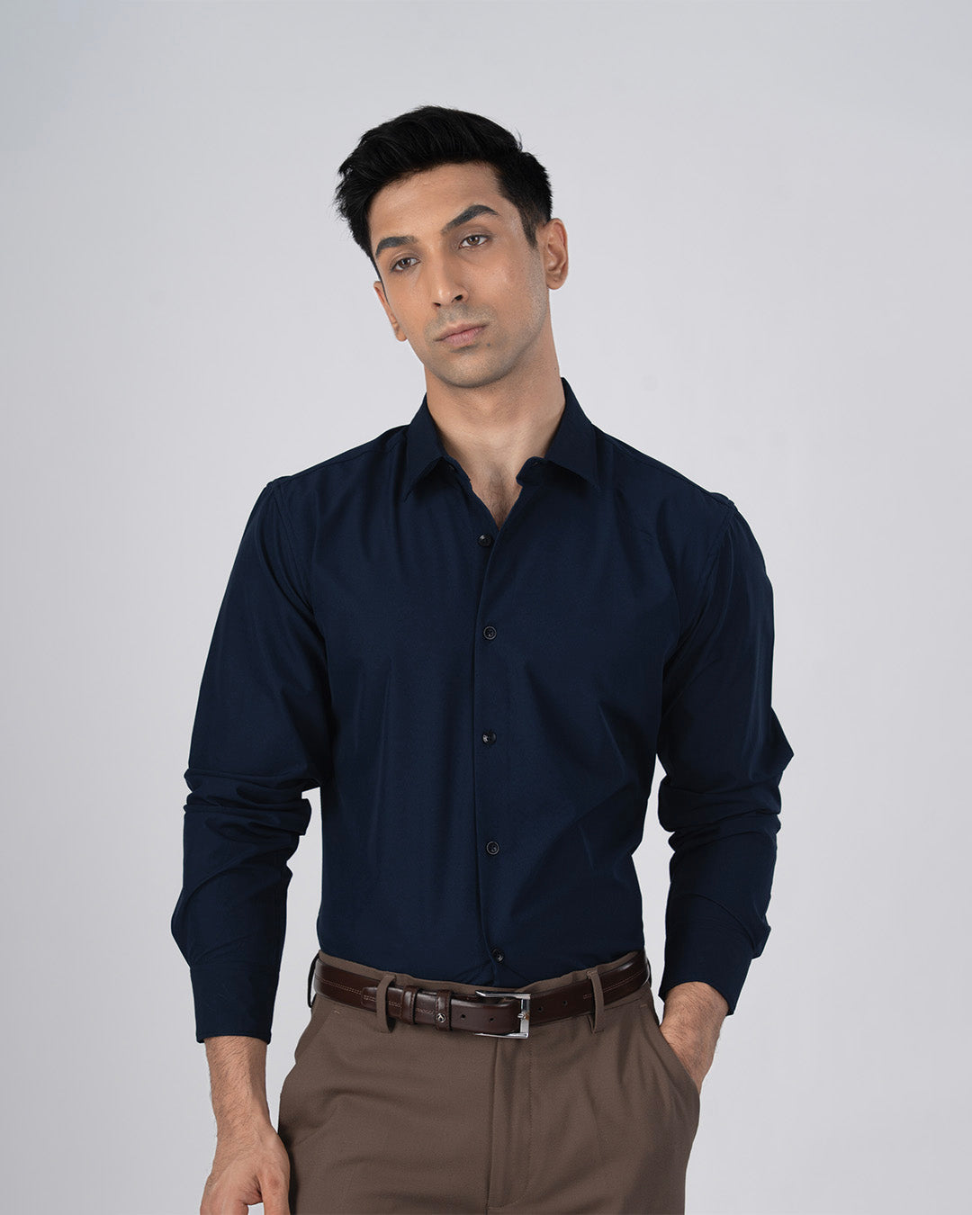Featherlite Wrinkle Resistant Shirt In Navy