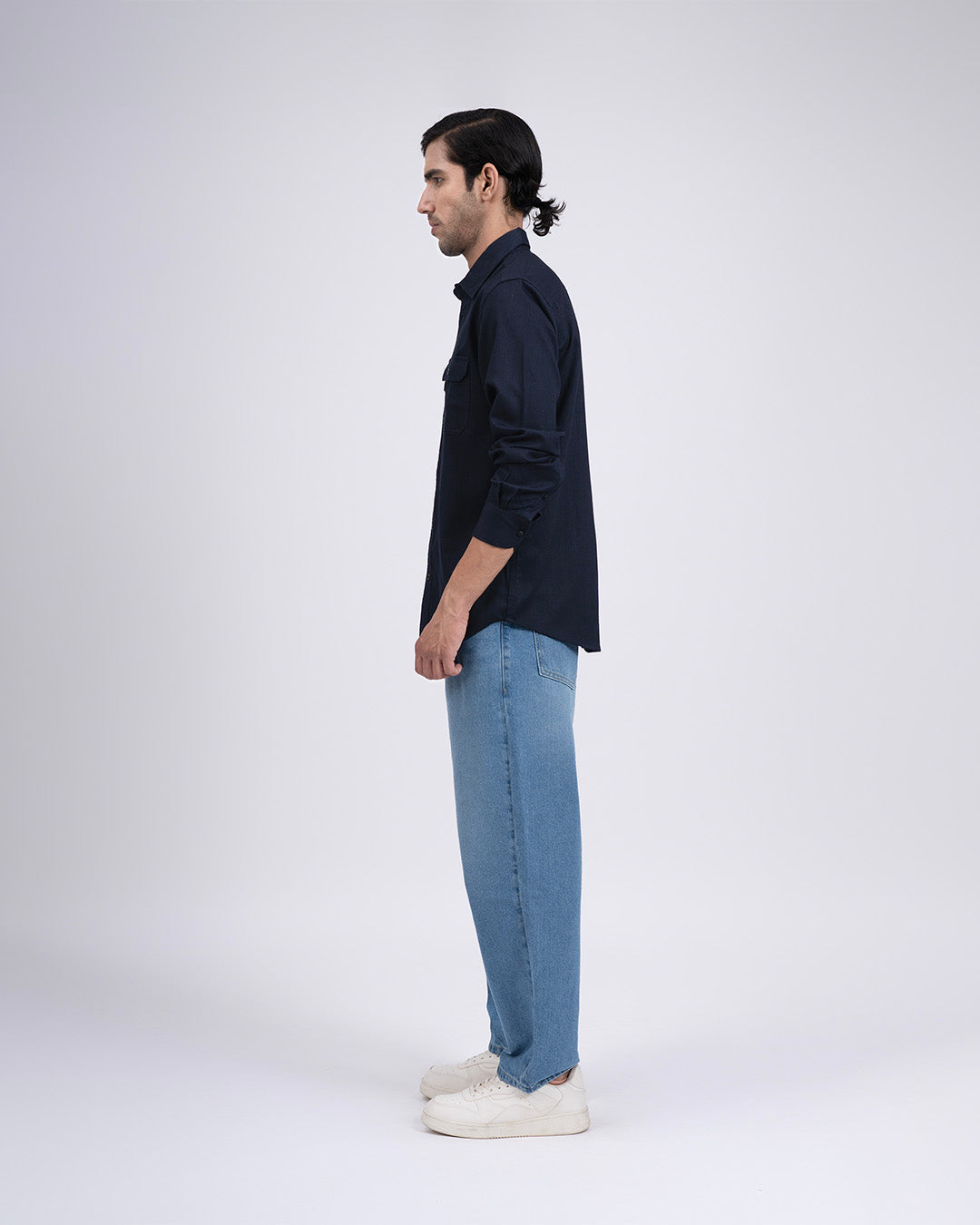 Easy Iron Cord Cargo Shirt In Navy