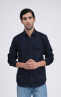 Easy Iron Cord Cargo Shirt In Navy