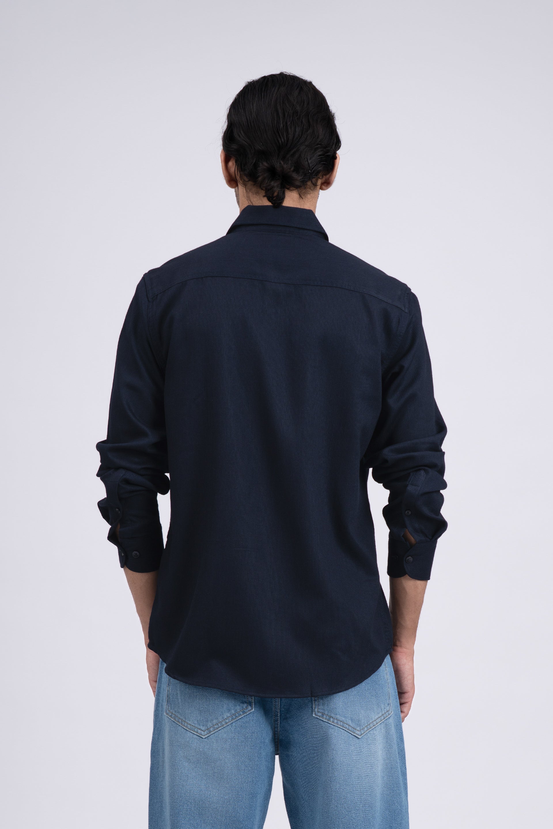 Easy Iron Cord Cargo Shirt In Navy