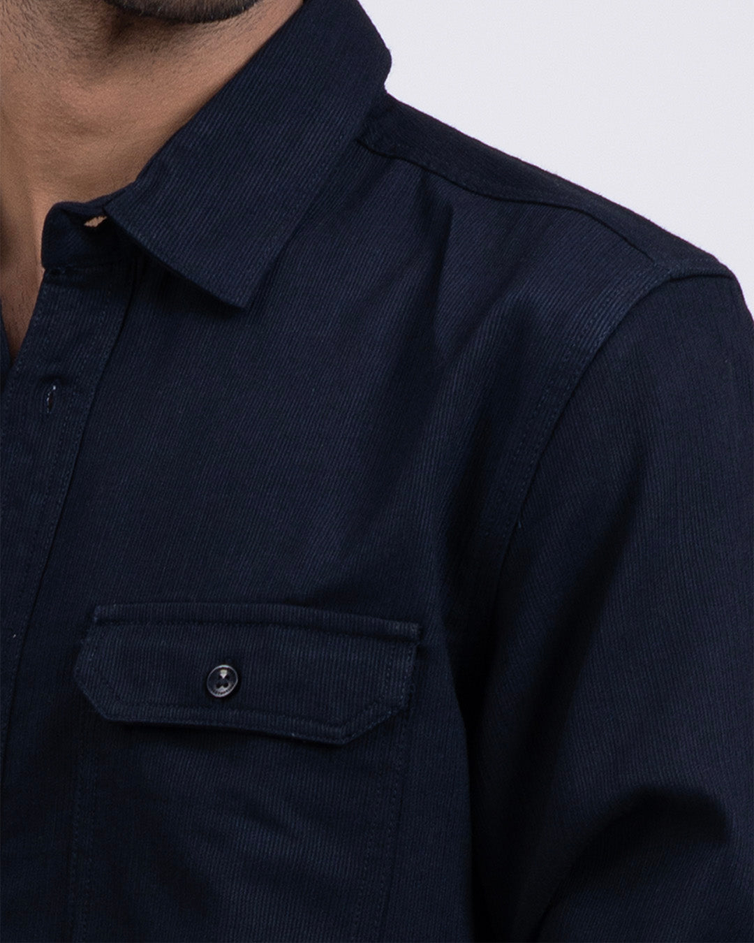 Easy Iron Cord Cargo Shirt In Navy