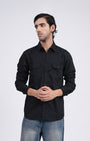 Easy Iron Cord Cargo Shirt In Black