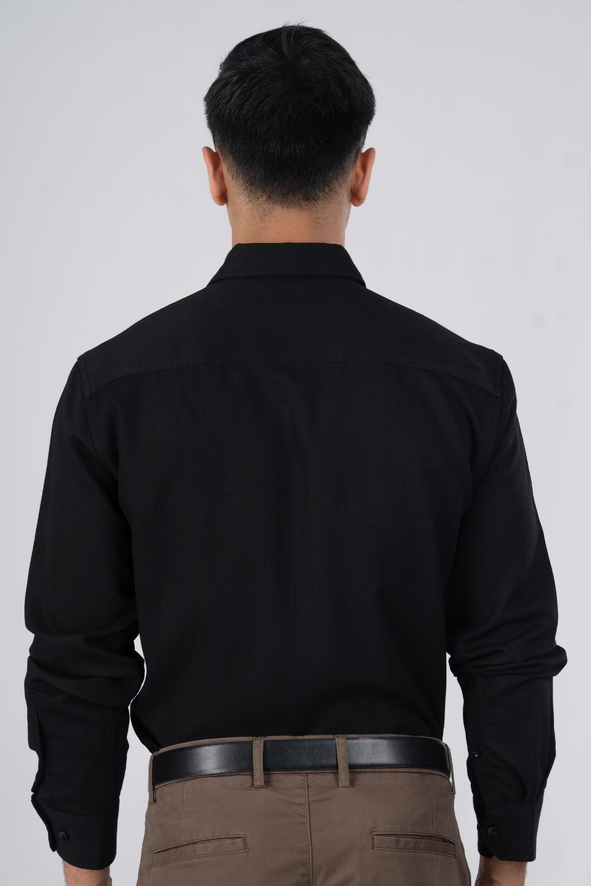 Easy Iron Cord Cargo Shirt In Black