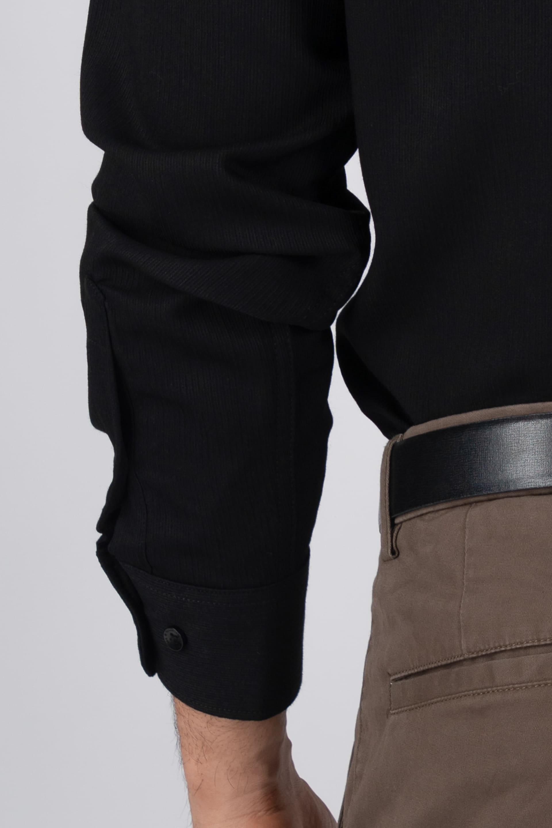 Easy Iron Cord Cargo Shirt In Black