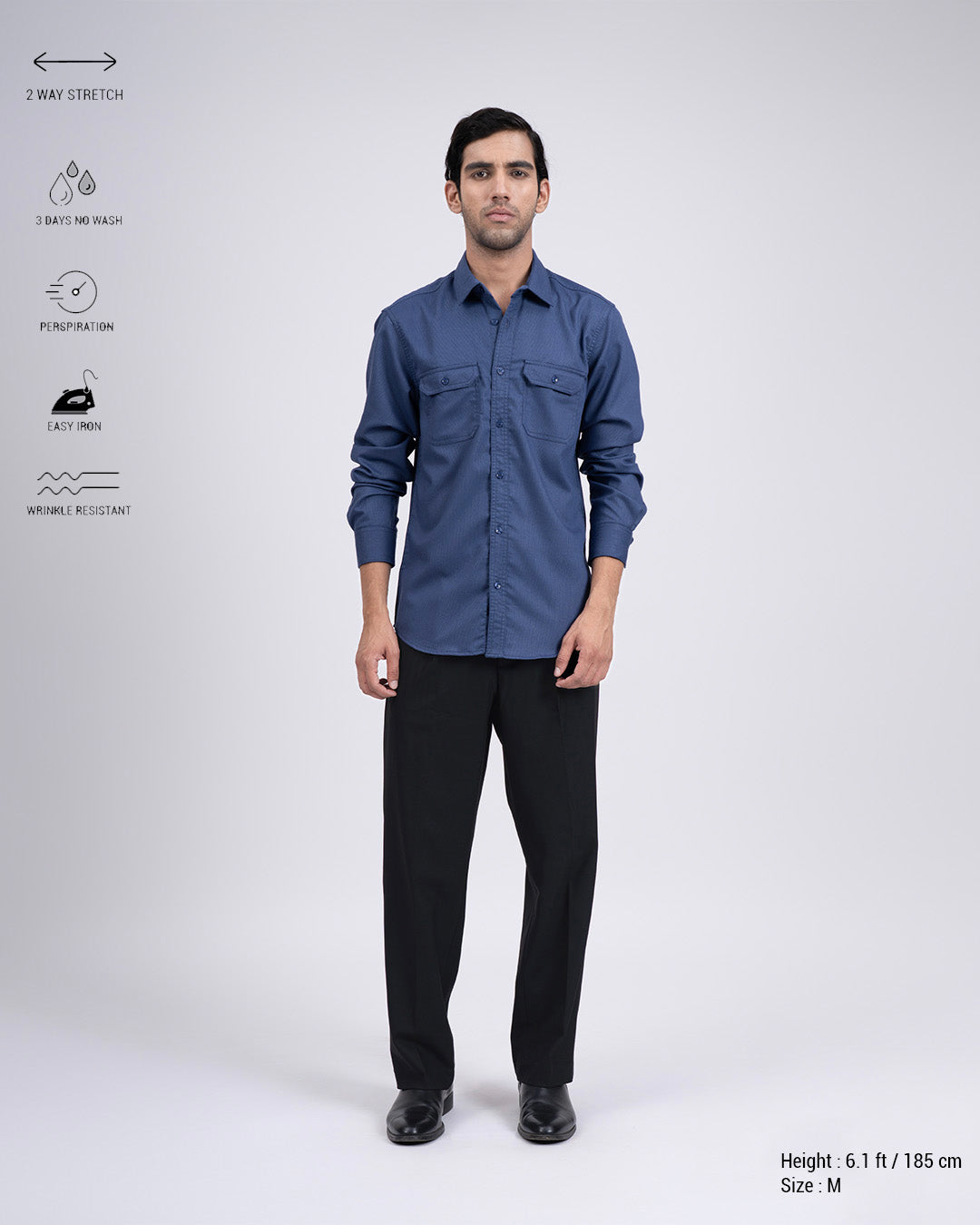 Easy Iron Cord Cargo Shirt In Blue