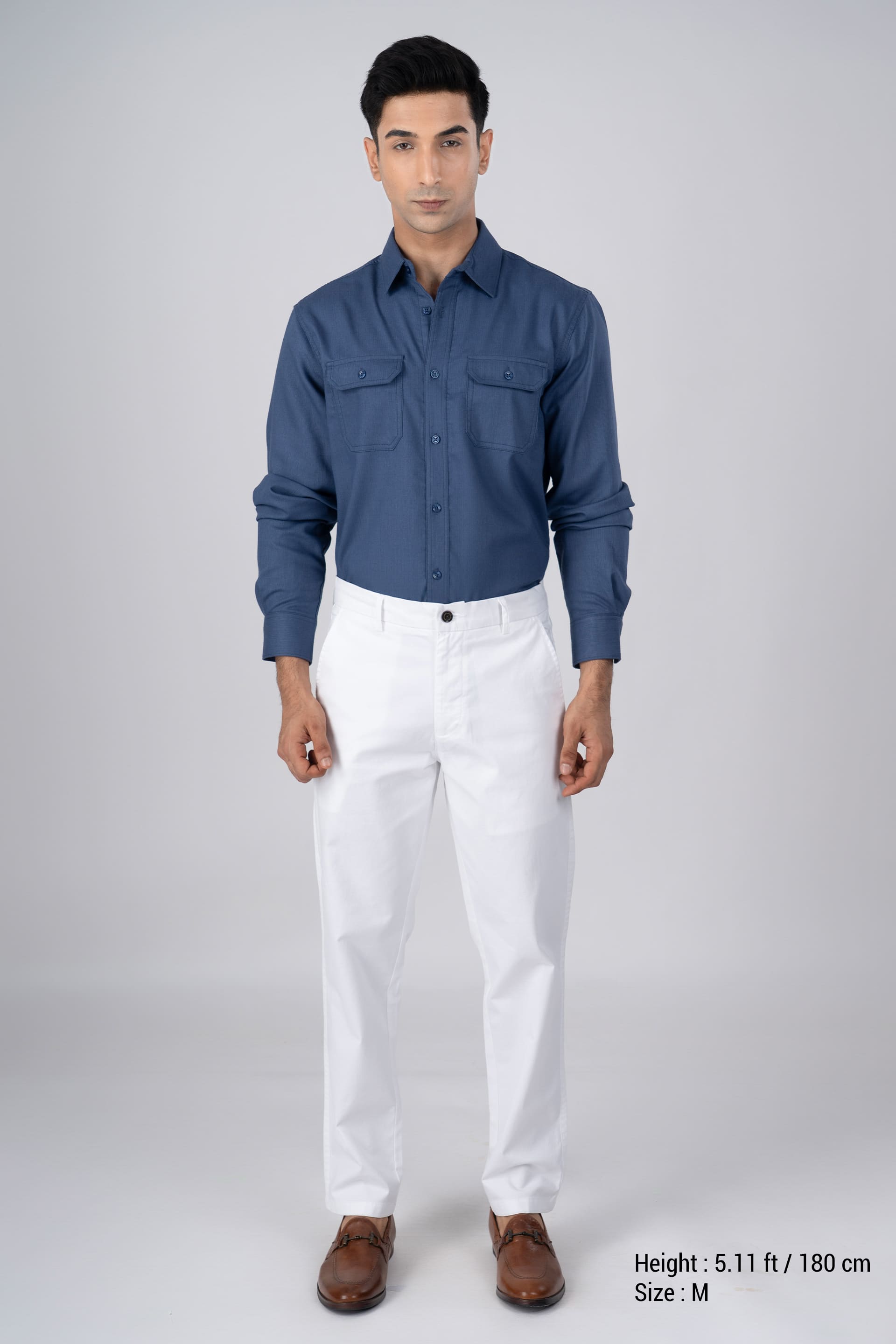 Easy Iron Cord Cargo Shirt In Blue