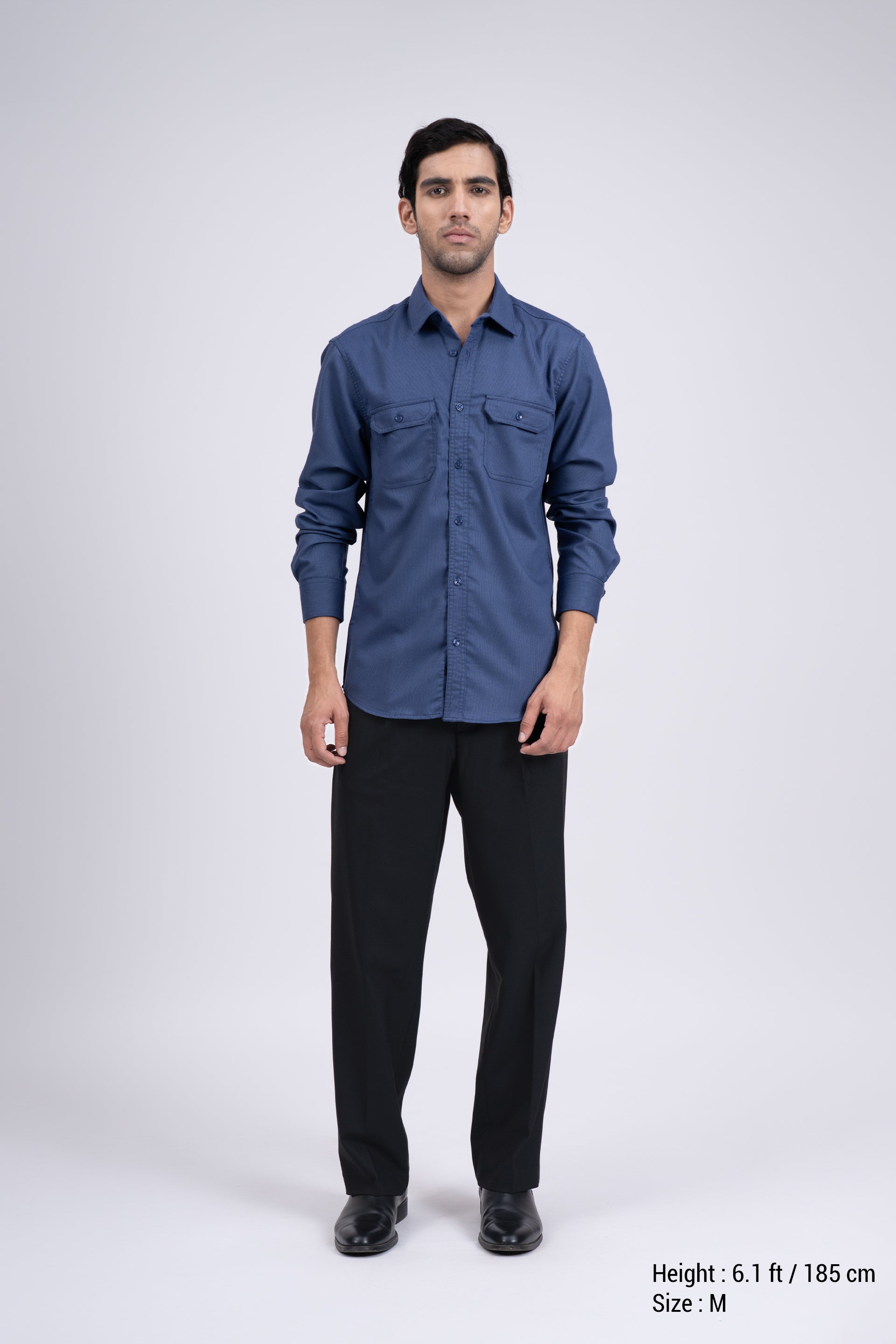 Easy Iron Cord Cargo Shirt In Blue