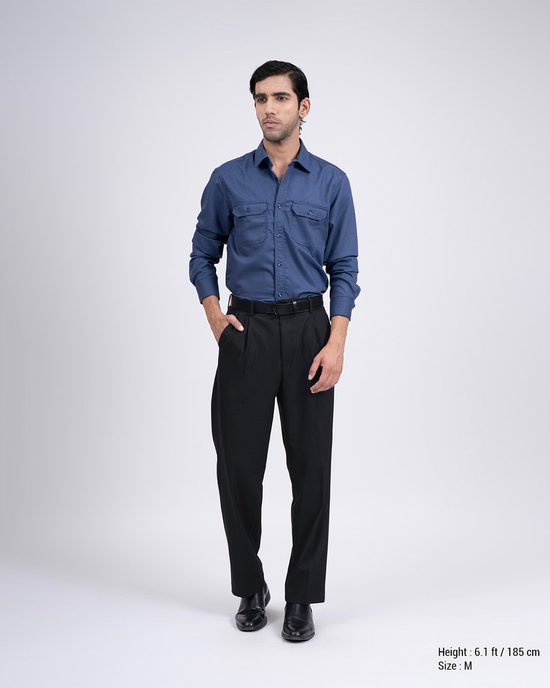 Easy Iron Cord Cargo Shirt In Blue