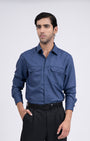 Easy Iron Cord Cargo Shirt In Blue