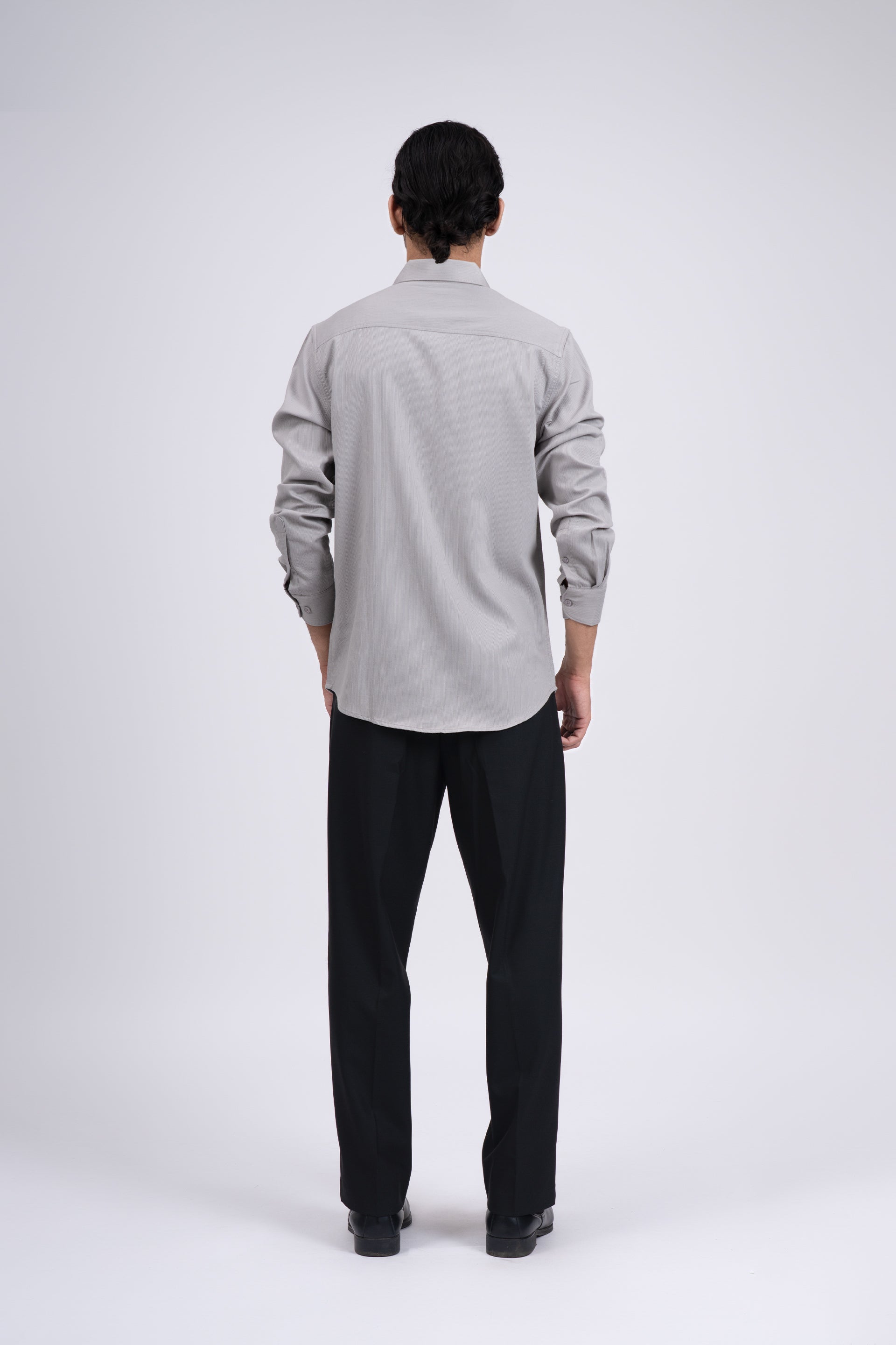Easy Iron Cord Cargo Shirt In Grey