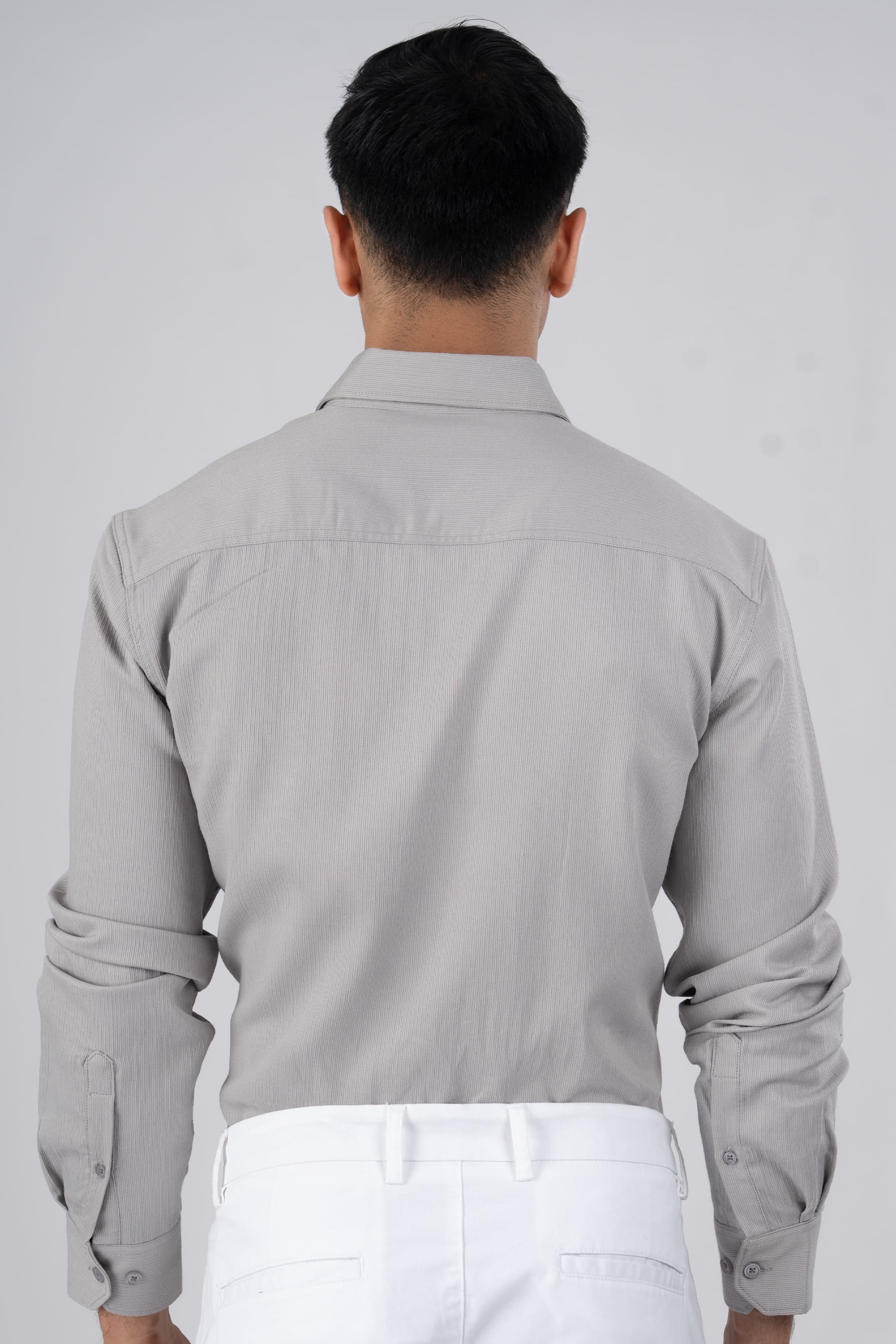 Easy Iron Cord Cargo Shirt In Grey