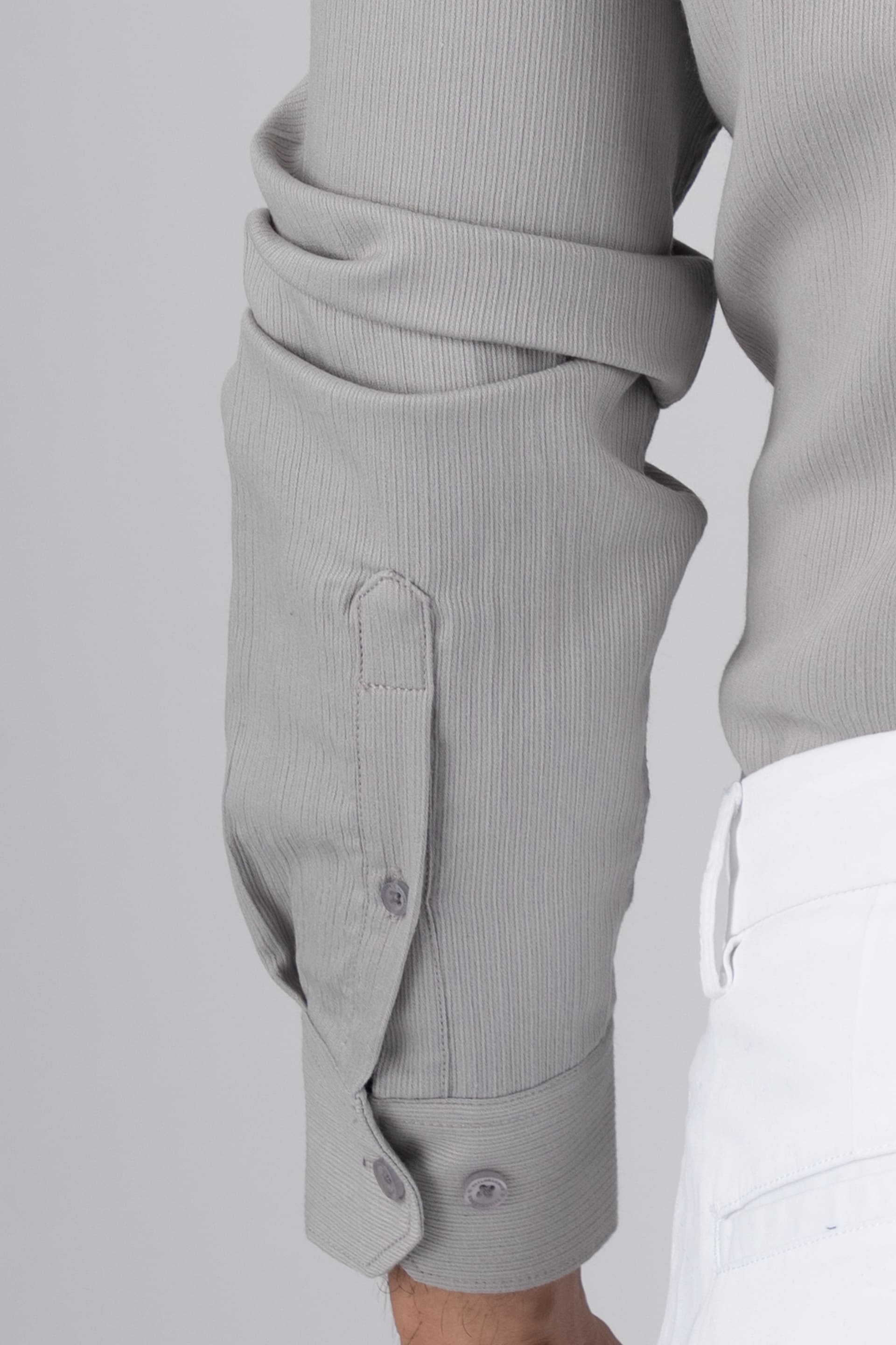 Easy Iron Cord Cargo Shirt In Grey