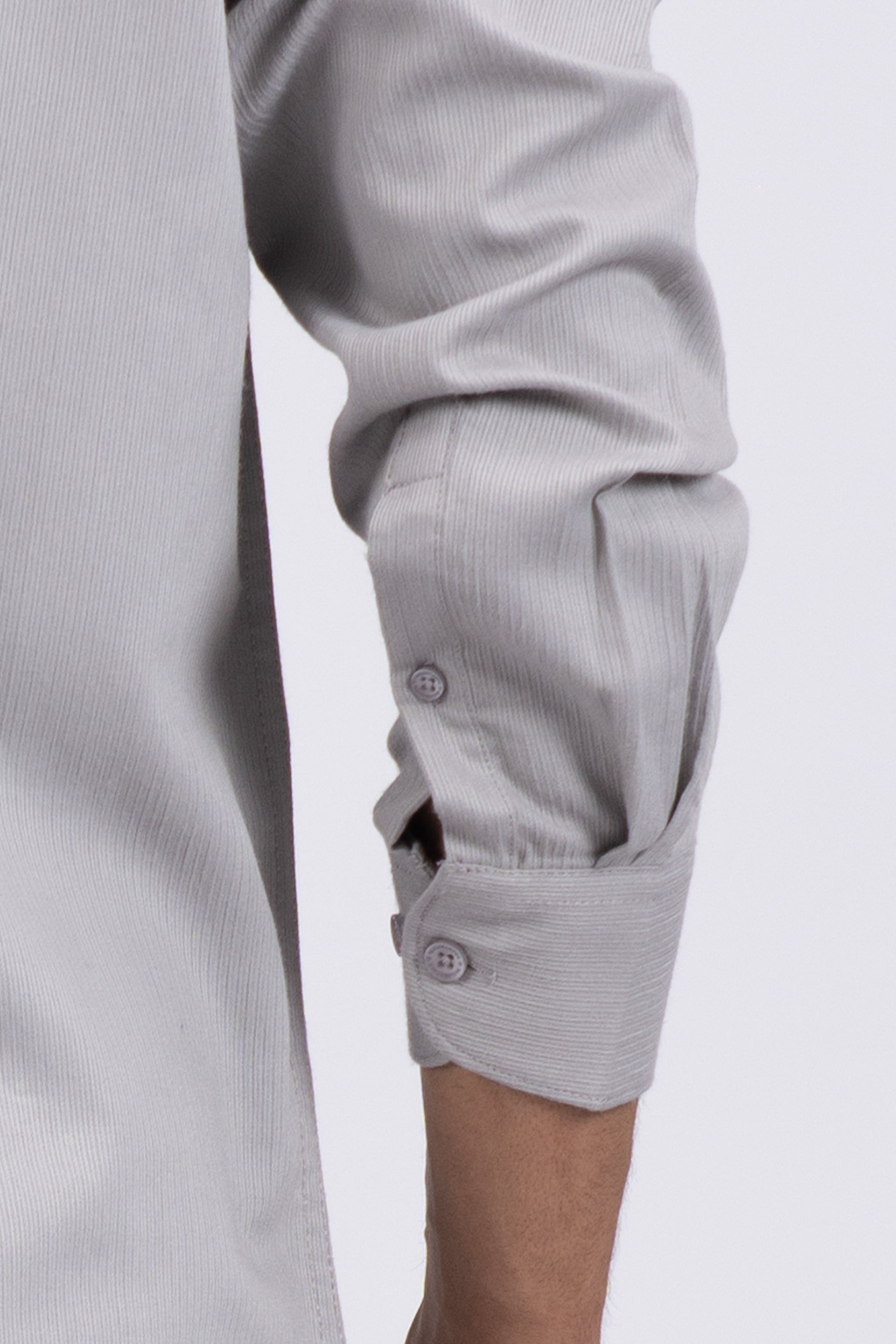 Easy Iron Cord Cargo Shirt In Grey