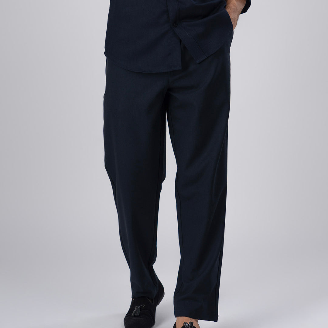 Easy Iron Flexiwaist Relaxed Trouser In Blue