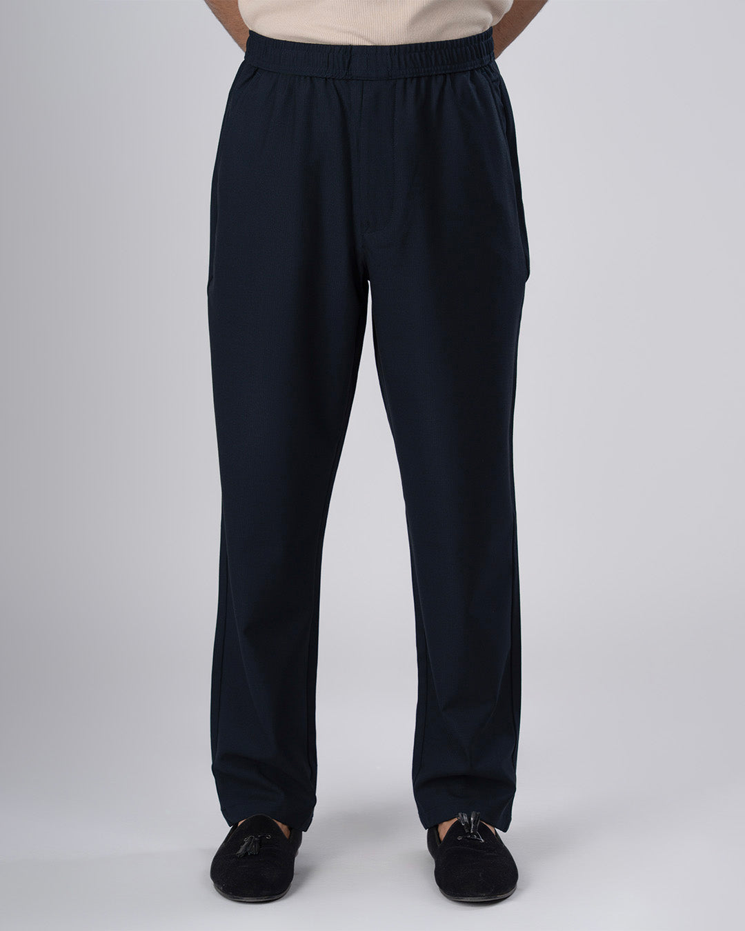 Easy Iron Flexiwaist Relaxed Trouser In Blue