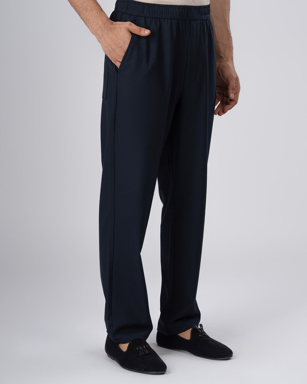 Easy Iron Flexiwaist Relaxed Trouser In Blue