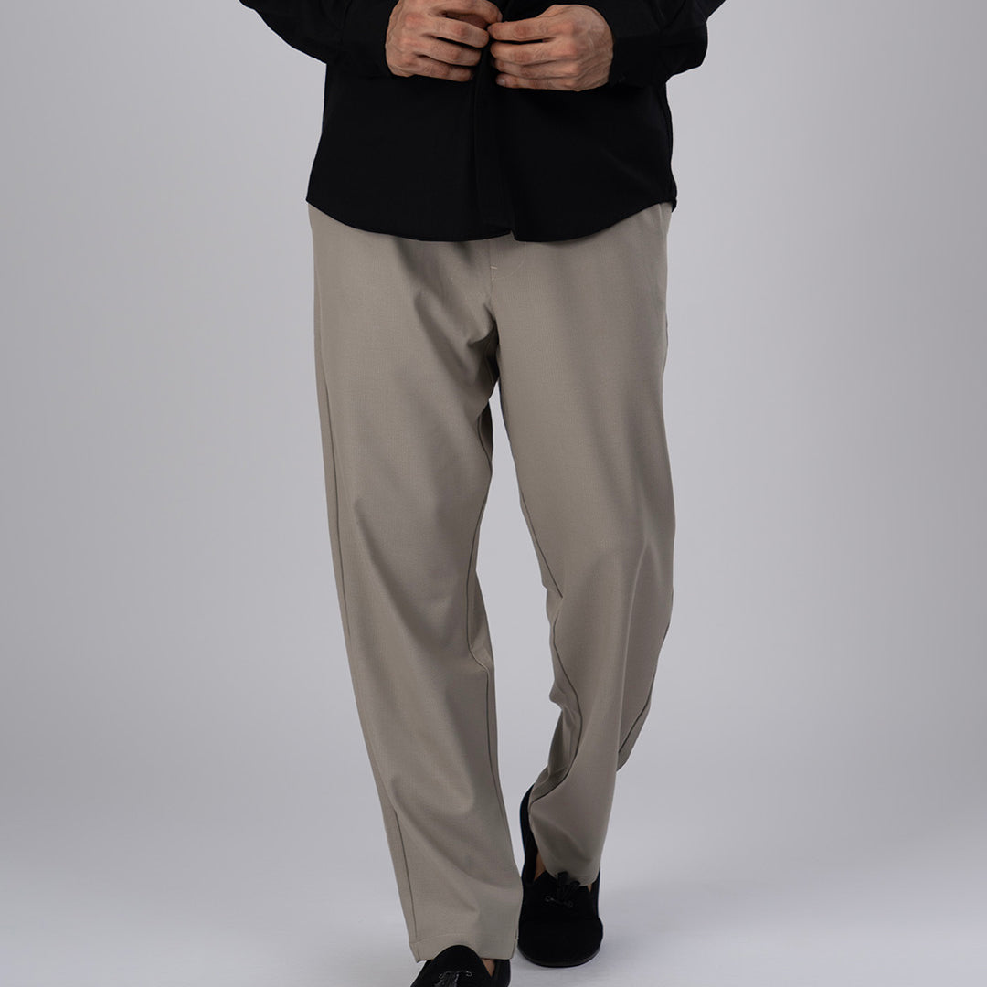 Easy Iron Flexiwaist Relaxed Trouser In Beige