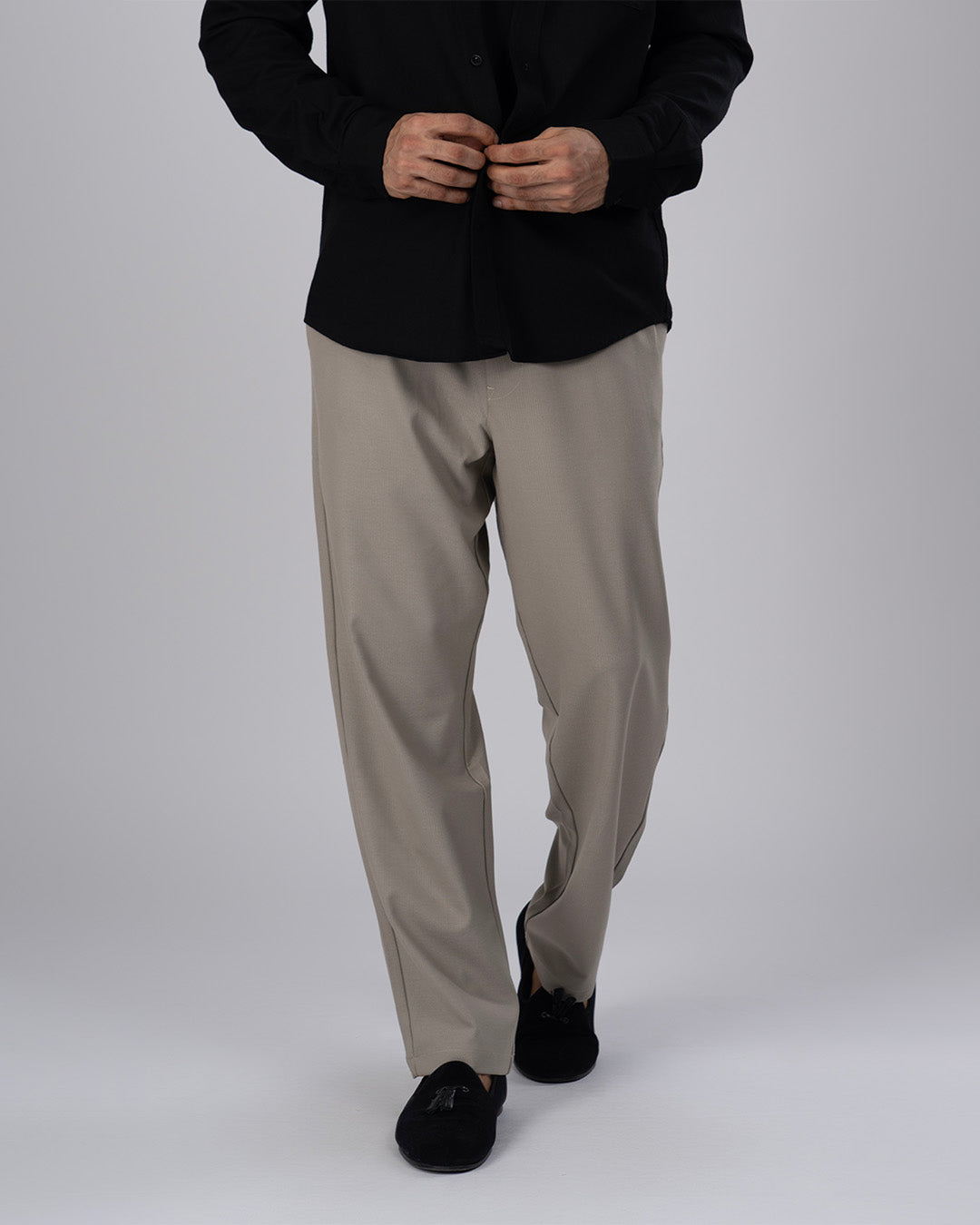 Easy Iron Flexiwaist Relaxed Trouser In Beige