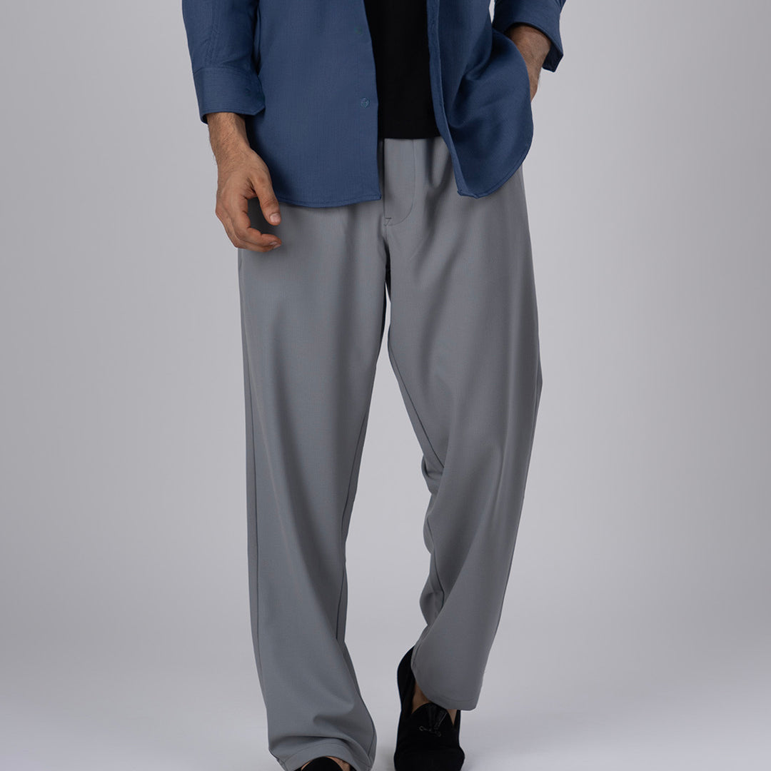 Easy Iron Flexiwaist Relaxed Trouser In Grey